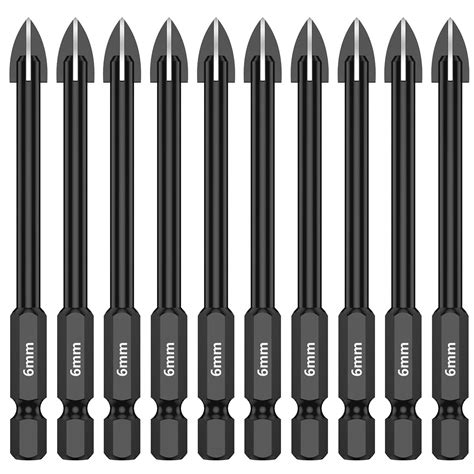 10Pcs Glass and Tile Porcelain Drill Bit 6mm Tungsten Carbide Tipped ...