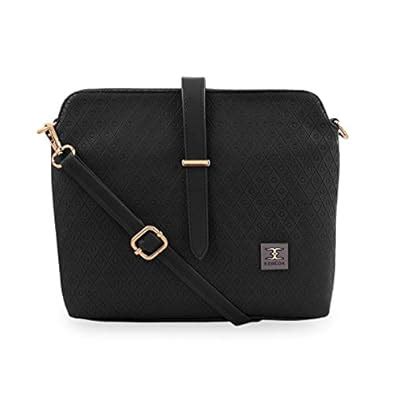 Buy ESBEDA Black Colour Twill Emboss Sling Bag For Women at Amazon.in