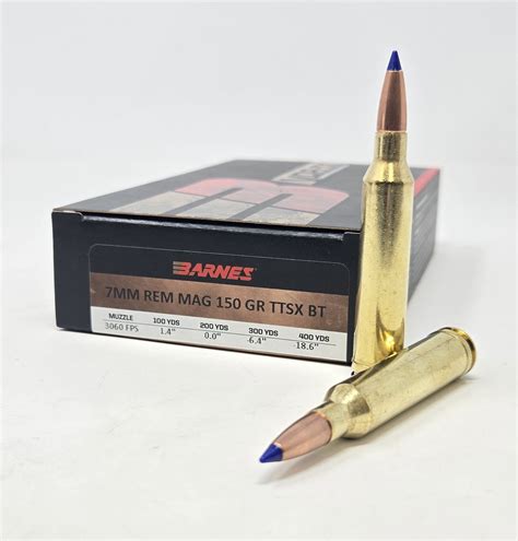 Barnes 7mm Rem Mag Ammunition Copper TTSX BB7MM3 150 Grain Ballistic ...