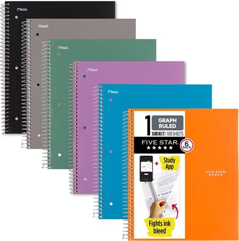 Amazon.com : Tenceur 12 Pcs 1 Subject Spiral Notebook 5 x 5 Graph Ruled ...