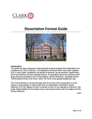 Fillable Online www2 clarku Dissertation Format Guide Fax Email Print ...