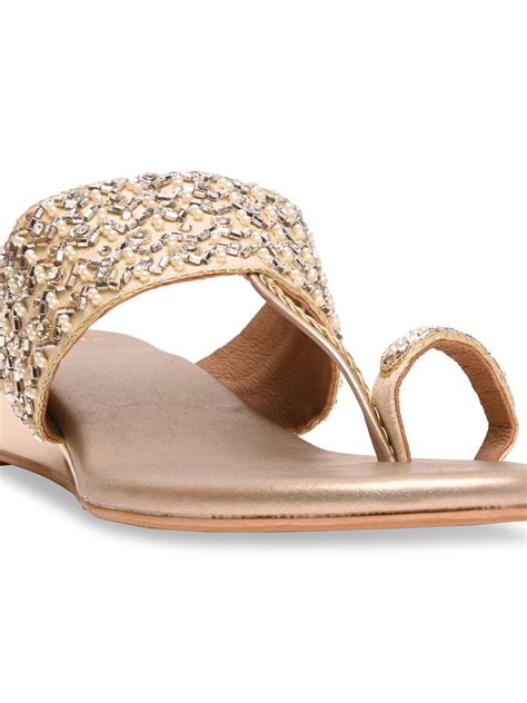 Shop Rocia By Regal Gold Women Embroidered Flats 52074GOLD