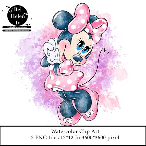 Minnie Mouse clip art, Minnie Mouse watercolor PNG, Minnie Mouse ...
