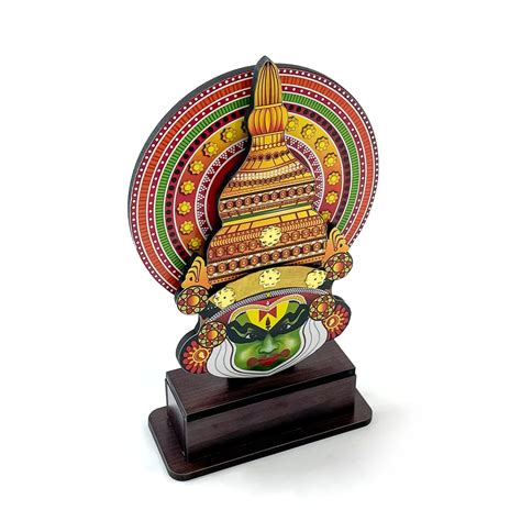 Handcrafted 18-Inch Wooden Kathakali Head Figurine with Stand – Tradit ...