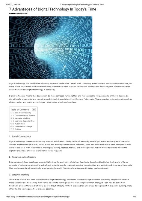 2-7 Advantages of Digital Technology in Today's World - Studocu