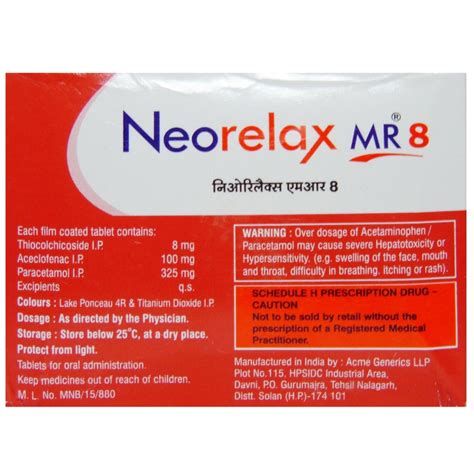 Buy Neorelax MR 8 Tablet online | Uses, Side Effects, Price and ...