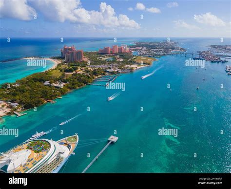 Aerial view of Nassau Harbour with Atlantis Hotel on Paradise Island on ...