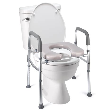 Raised Toilet Seat, 350LB Stand Alone Homecare Commode Bathroom Assist ...