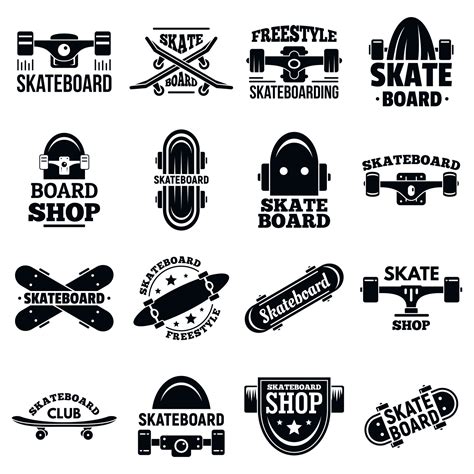 Skateboard logo set, simple style 8886521 Vector Art at Vecteezy
