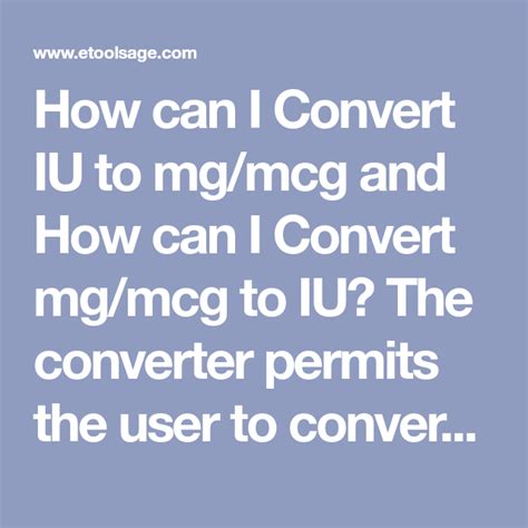 Mcg to iu converter - catalogryte
