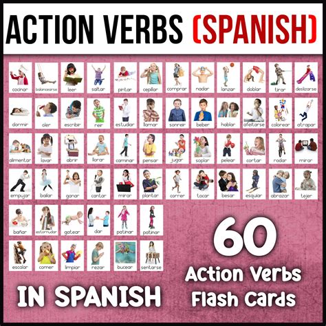 Action Verbs in SPANISH Flashcards Action Verbs in SPANISH Flashcards ...