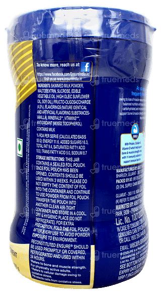 Ensure New And Improved Vanilla Flavour Powder Jar 375gm - Uses, Side ...