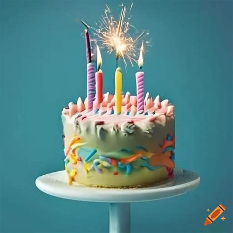 Birthday cake with sparkler candles on Craiyon