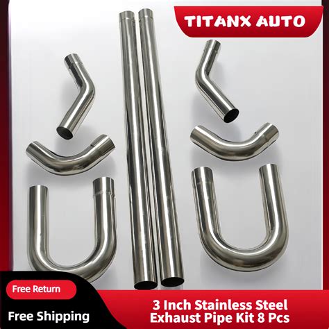 3" OD T304 Stainless Exhaust Pipe Kit Straight Mandrel Bend DIY Set