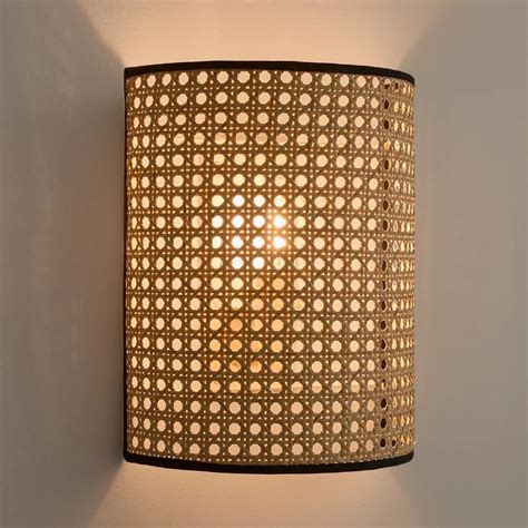 AKWAY Bamboo Wall Lamps for Living rooms | Rattan and Cane Webbing wall ...