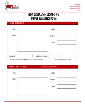 Fillable Online NEXT-GENERATION SEQUENCING SAMPLE SUBMISSION FORM Fax ...