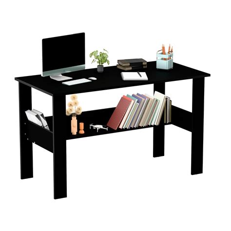 MAGICLY Wooden Computer Desk with Bookshelf Storage | Study Table for ...