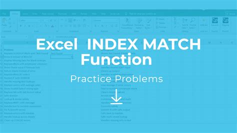 Image result for INDEX/MATCH Excel Practice Exercises