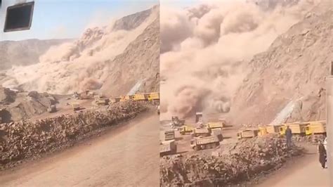 祈祷平安！内蒙古煤矿坍塌瞬间画面：山体滑塌尘土滚滚，有车辆被吞没_腾讯视频