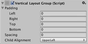 Unity 3D Vertical Layout Group 的图像结果