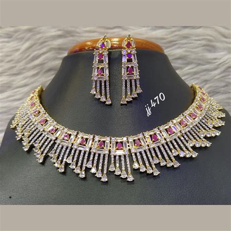 Jain Jewellers Gold Plated AD Stone Necklace Set – JewelEMarket
