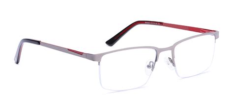 Buy Unisex Half-Frame Rectangle Metal Eyeglasses - Specsmakers | Frame ...