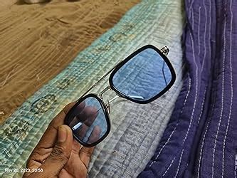 ARZONAI Men's Square Polarization Sunglasses Blue Frame Blue Lens ...