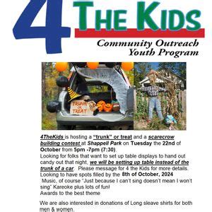 Trunk or treat scarecrow building family fun night , Shappell Park ...