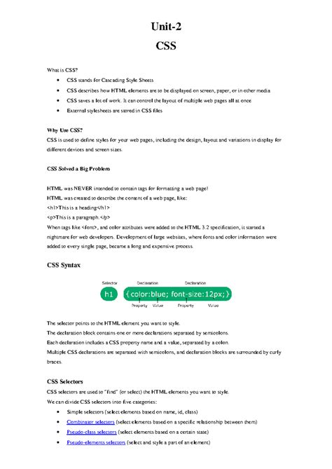 CSS Fundamentals: Understanding Styles, Selectors, and Layouts (BCS502 ...