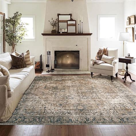 Amazon.com: BILEEHOME Brown Area Rug 5x7 Machine Washable Rug Brown ...