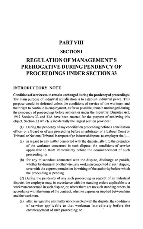 Regulation of Managements Prerogative During Pendency of Proceedings ...