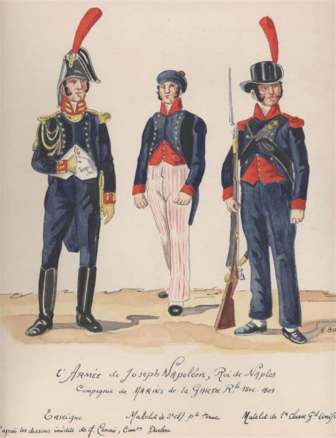 Guardia Marina, marinaio di prima e di seconda classe della guardia reale del regno di Napoli ...