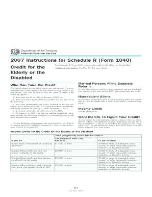 Fillable Online 2007 Instructions for Schedule R (Form 1040) Fax Email ...