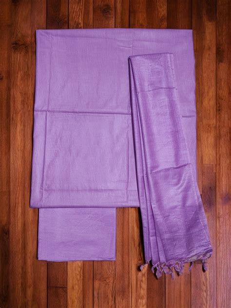 Purple Solid cotton silk Unstitched Salwar Suit Fabric with Dupatta