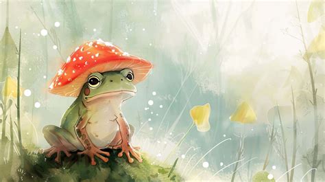 Download Mushroom Cap Frog Illustration Wallpaper | Wallpapers.com