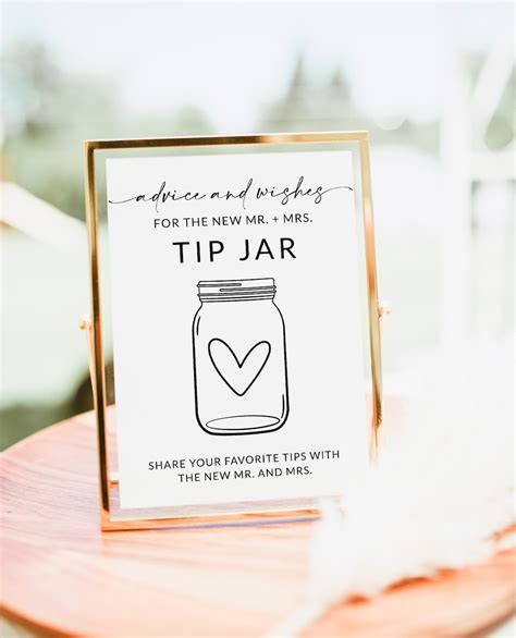 Wedding Advice Tip Jar Sign | Advice and Wishes for the Bride and Groom | Bridal Shower Game ...