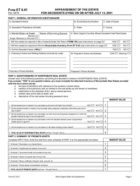 2014-2026 Form WV DoR ET 6.01 & ET 6.02 Fill Online, Printable ...