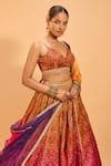 Buy Yellow Brocade, Organza Lace V-neck Ombre Lehenga Set For Women by ...