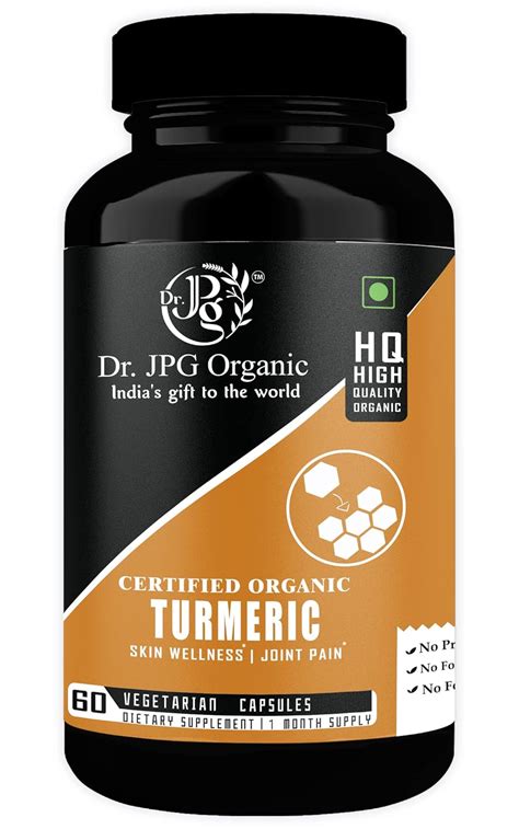 Buy Dr. JPG Organic Turmeric Capsules For Skin Wellness & Joint Pain 60 ...