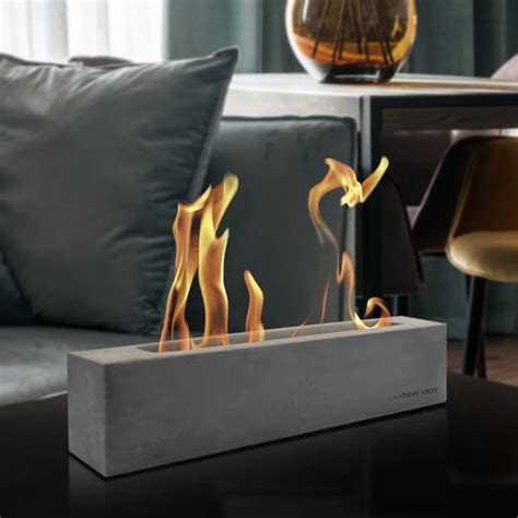 Rectangular Concrete Bio-Ethanol Tabletop Fireplace Indoor and Outdoor ...