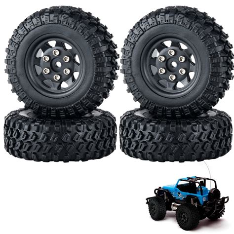 RC Car Wheel Set, 4 Pcs Remote Control Vehicle Tires, Plastic RC Vehicle Refit Wheels, 1:24 Mini ...