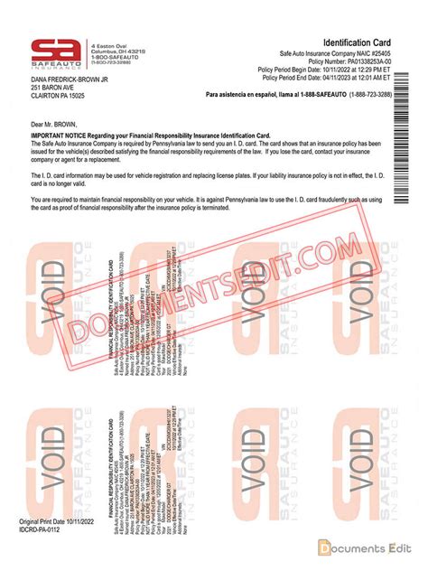 Image result for Auto Insurance ID Card