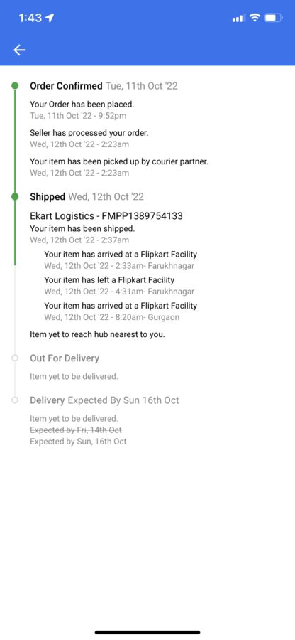 [Resolved] Ekart Logistics — No updates and delay in delivery