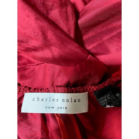 Charles Nolan New York Red Snap Front Silk Jacket -... - Depop