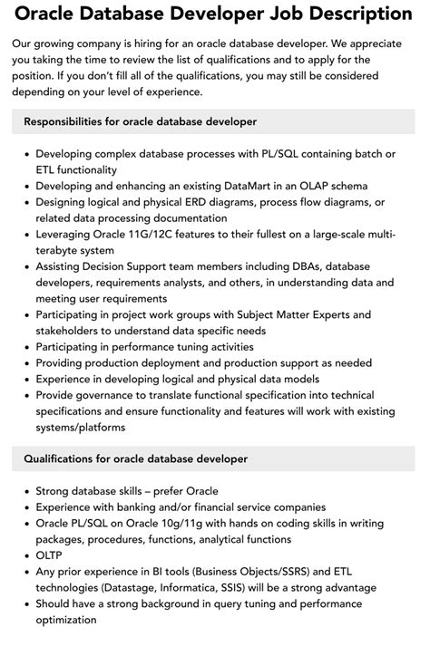Image result for Oracle Developer Job Description