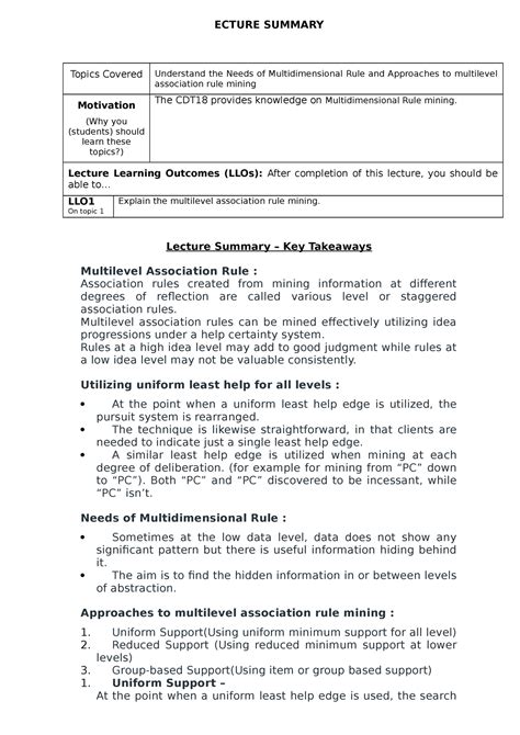 Dwdm3 - Approaches to multilevel association rule mining - ECTURE ...