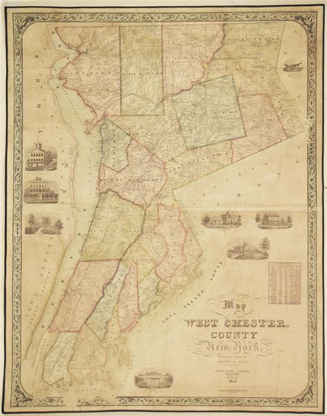A rare and appealing map of Westchester County, New York - Rare ...