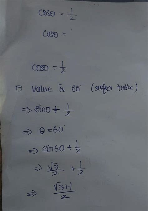 coso = 1/2 find sin0 +1/2 - Brainly.in