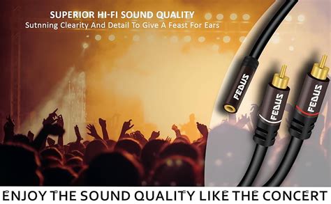 FEDUS RCA to 3.5mm Female 0.9ft/0.3M 3.5mm to 2RCA Male Stereo Audio ...