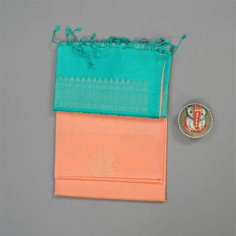 Hayagrivas Handloom Peach Orange Soft Silk Saree KBE662G11-5 ...